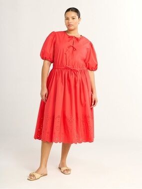 Women’s Bright Pink Tie-Front Midi Dress